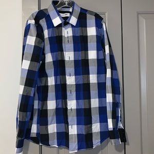 John Lennon Brand Plaid Men’s Dress Shirt Size M